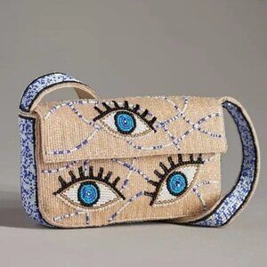 Anthropologie Maeve The Fiona Beaded Bag Resort Edition NEW Evil Eye